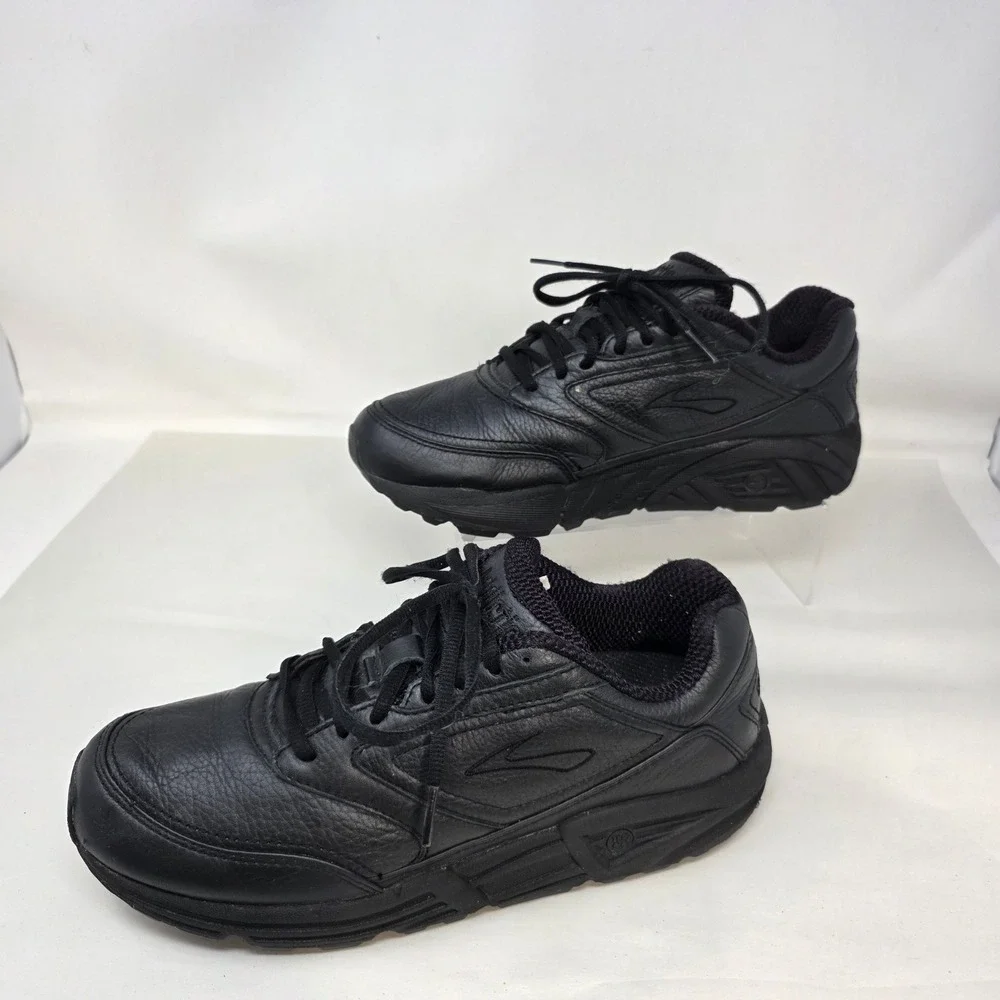Brooks Addiction Walker Women 9.5 Black Leather Walking Shoes 1200321B001 Exc